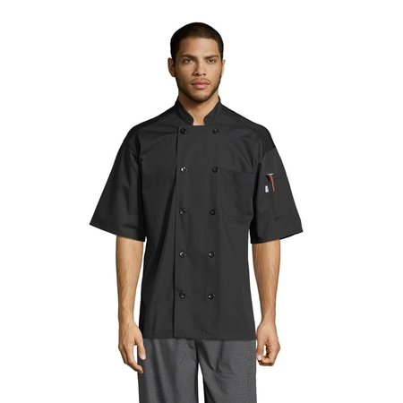 UNCOMMON THREADS Unisex Specialist Pro Vent Chef Coat with Mesh, Black - Extra Large 0421P-0105